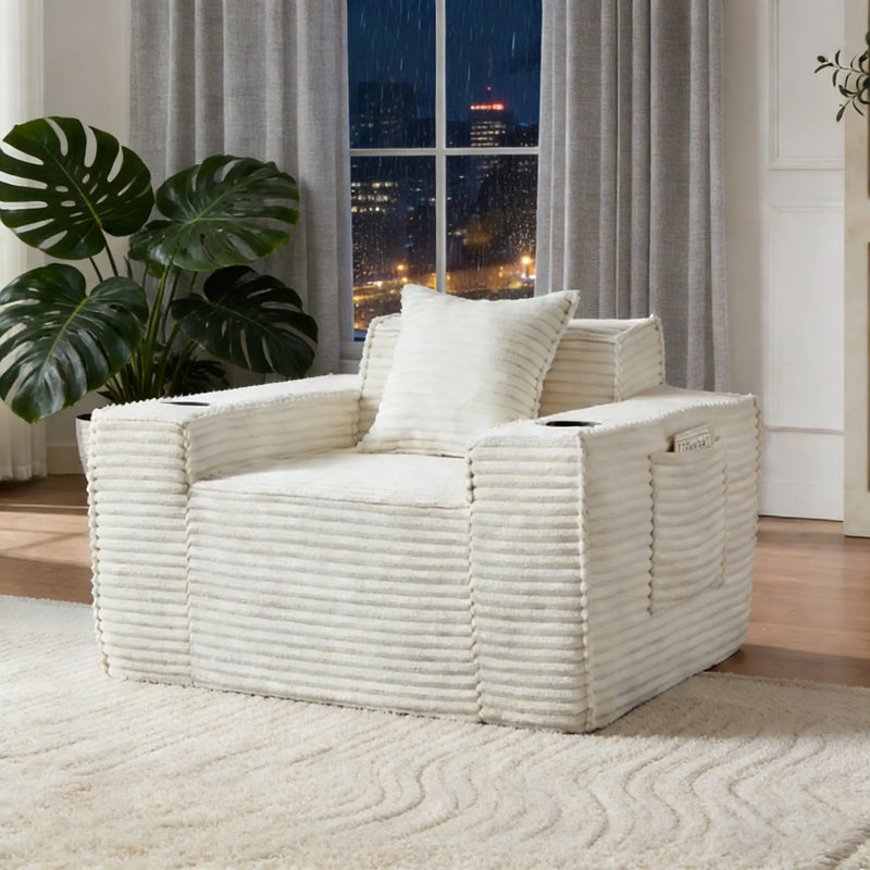 Luxury compressed support single sofa, White