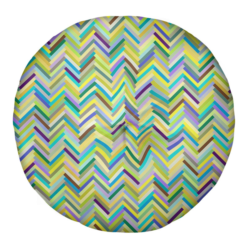 Coussin de plancher chevrons, 30 po x 30 po, Vert / Jaune