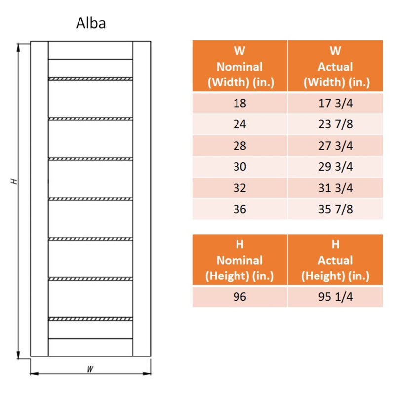 Paneled Glass Prefinished Alba Standard Door, 17.75" x 95.24"