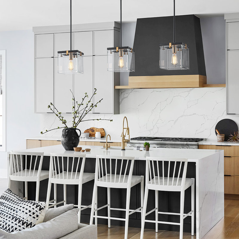 1 - Light Clear Shade Square Glass Pendant Light