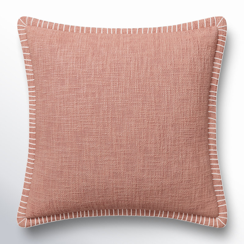 Fernande Cotton Reversible Throw Pillow, Pink, No Fill, 22" H x 22" W x 1" D