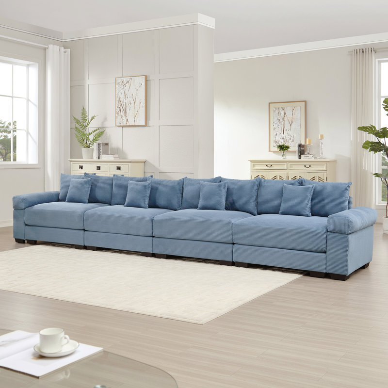 Canapé modulaire surdimensionné de 170 po Cloud, Velours côtelé bleu