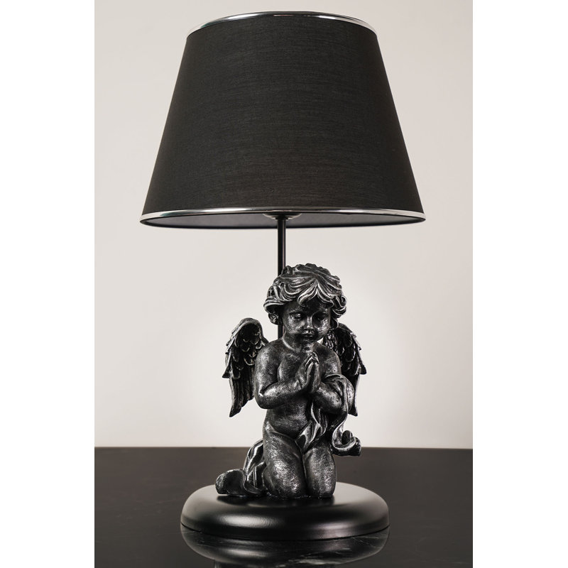 Lampe de table en métal Adrain, Noir / argent