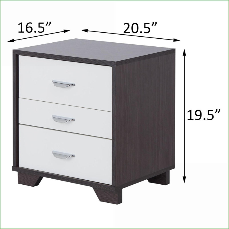 3 tiroirs blanc Table basse rectangulaire noire - Pièce décorative peu encombrante pour le salon / la chambre à coucher