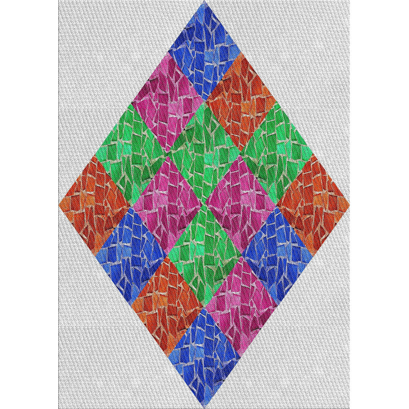 Tapis géométrique brun / bleu / rose, Rectangle 6 pi x 9 pi