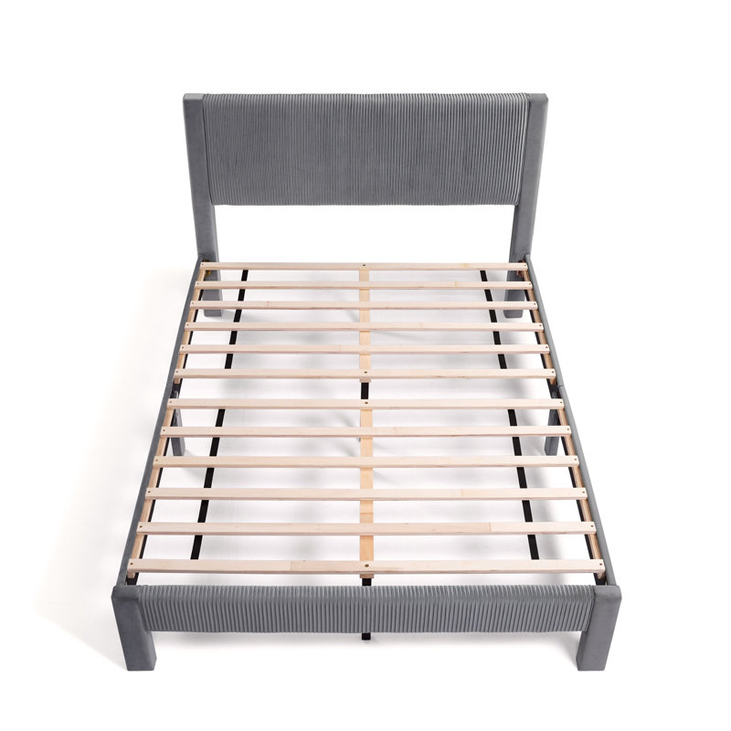 Upholstered Unfinished Platform Bed, Queen, Gray