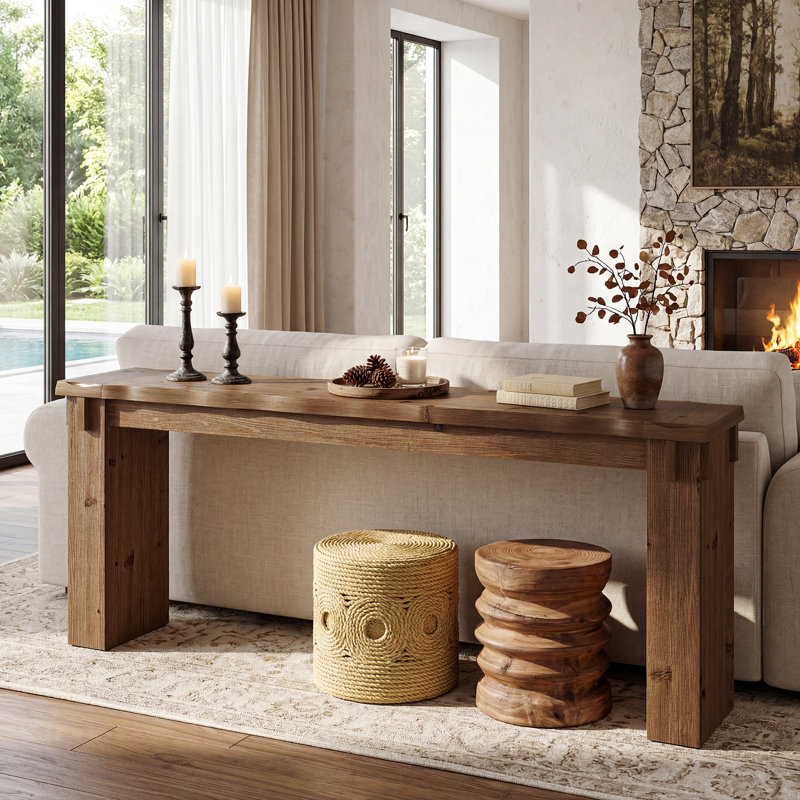 Console extra longue en bois massif 78,74 po