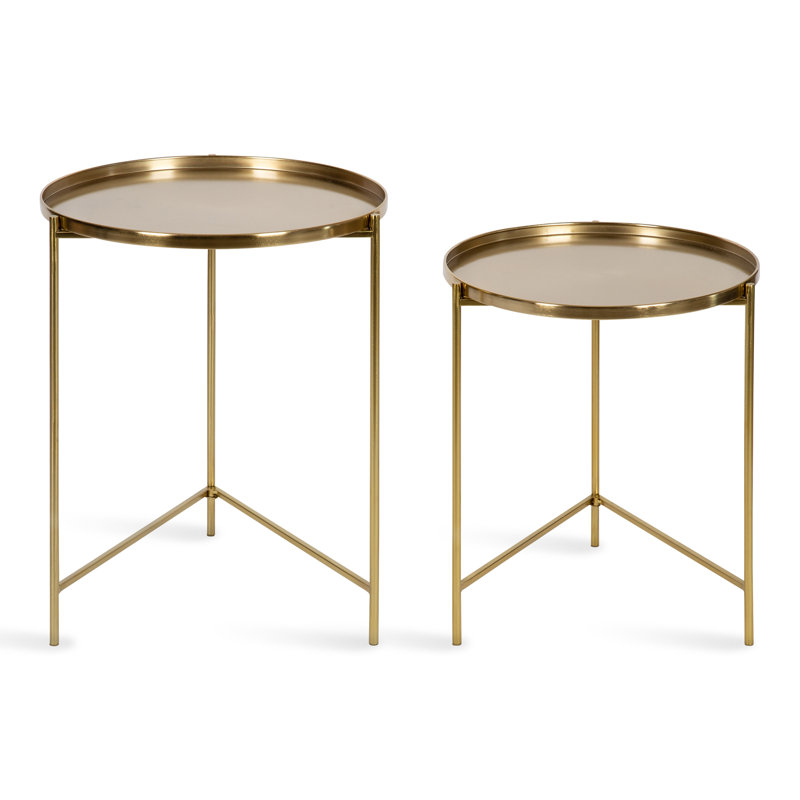 Gwynn Tray Top Nesting Tables, Metallic Gold Top/Metallic Gold Base
