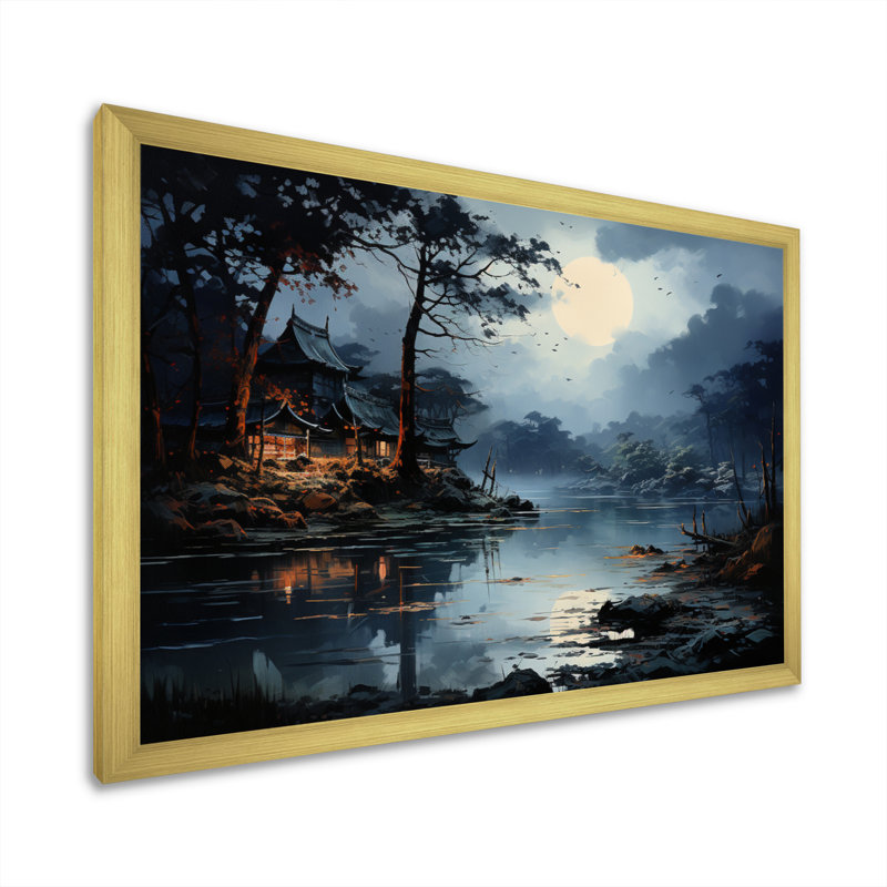 Chine au clair de lune - reproduction, Cadre doré à une seule photo, H 16 po x l 32 po x P 1 po