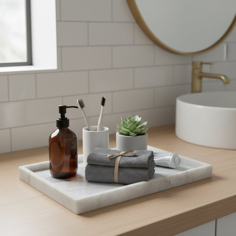Plateau de service rectangulaire en marbre blanc zébré 16 po - Élégante décoration de maison et de cuisine luxueuse