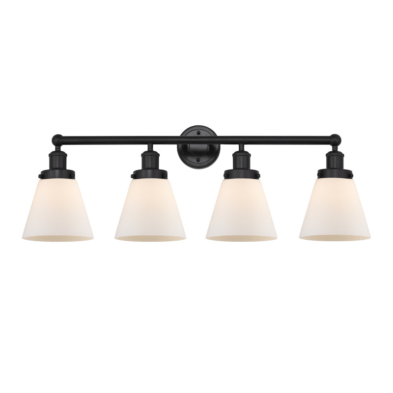 Éclairage pour meuble-lavabo de salle de bain 4 lumières Edison Cone, Noir mat, Blanc mat