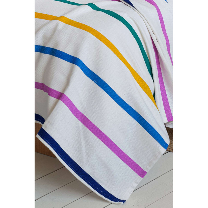 Couverture piquée 100% coton de qualité supérieure, jaune et lilas | Lavable à la machine à 86 ° F | Doux et durable, 8,8 oz / verge carrée | Parfait pour les chambres à coucher douillettes et élégantes, léger et confortable