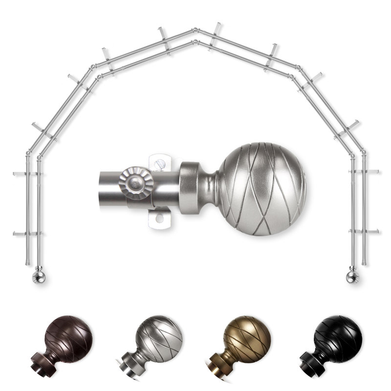 Tringle à rideaux double vitrage 6 côtés Arman 13/16, Nickel satiné