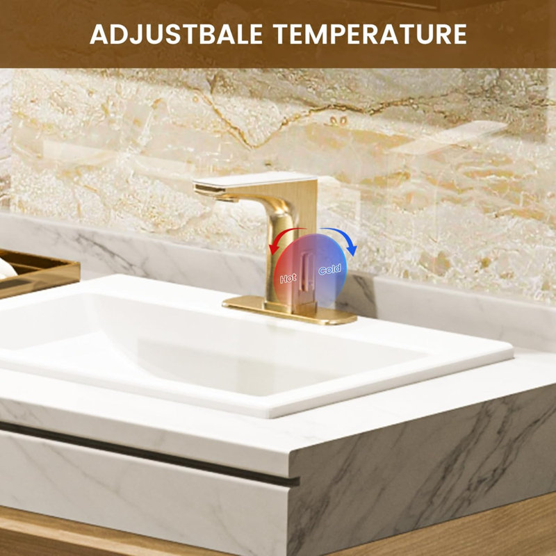 Touchless Bathroom Sink Faucet, Motion Automatic Sensor Bathroom Faucet For Home Commercial, Touch Control Function & Temperature Display Restroom Faucet Hands-Free