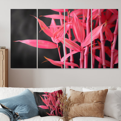 «Pink Black Bamboo Garden III», ensemble de reproductions d'art mural en bambou