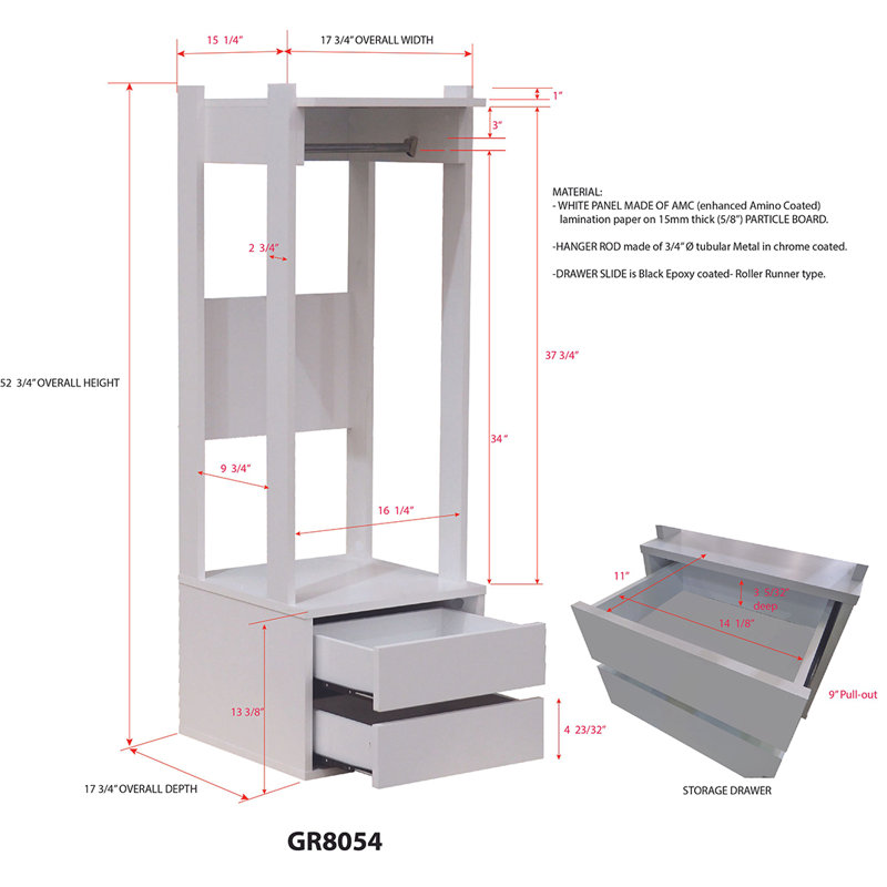 Grasmere 17.75'' Freestanding Closet System