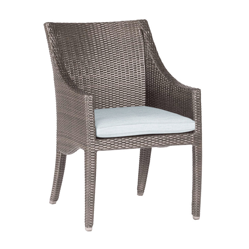 Athena Wicker/Rattan Patio Dining Armchair, Welt, Oyster, Paper Sky