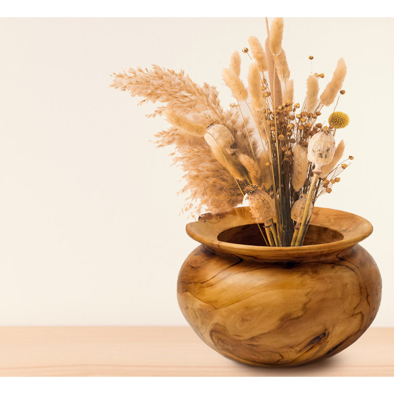 Dailley Handmade Wood Table Vase, 6" H x 10" W x 10" D