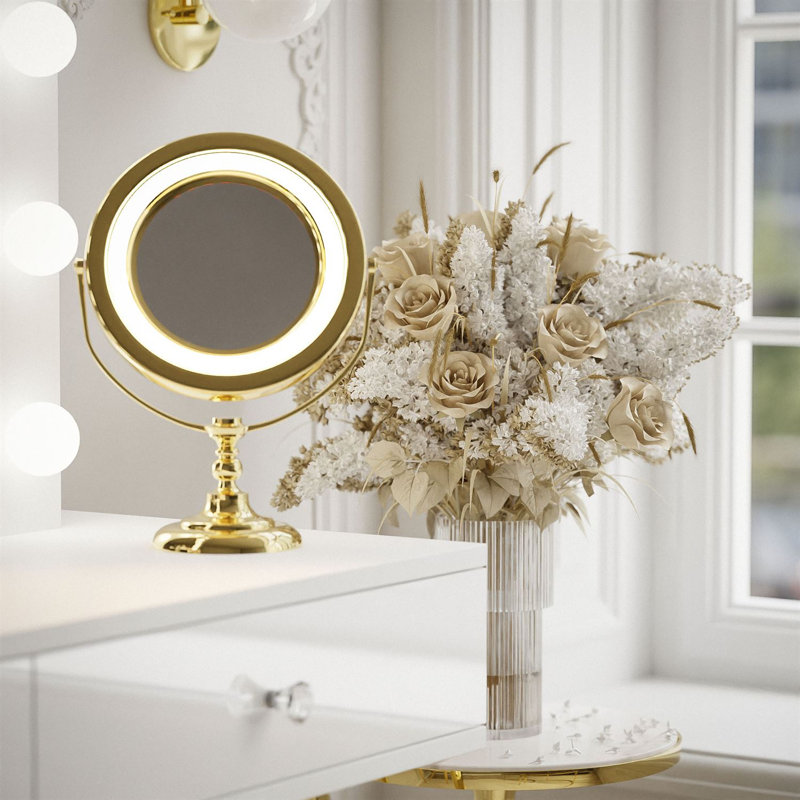 Huntingtown Dressing Table with Mirror, White/Black