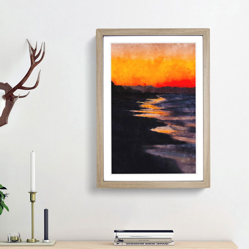 Beauty of the Beach - Picture Frame Graphic Art Print, Oak Framed, 87cm H x 62cm W x 2cm D