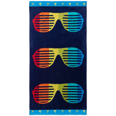  Serviette de plage 100% coton lunettes de soleil