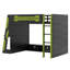 Lit mezzanine en bois avec bureau, tablettes multiples et lumière RVB-1031109825