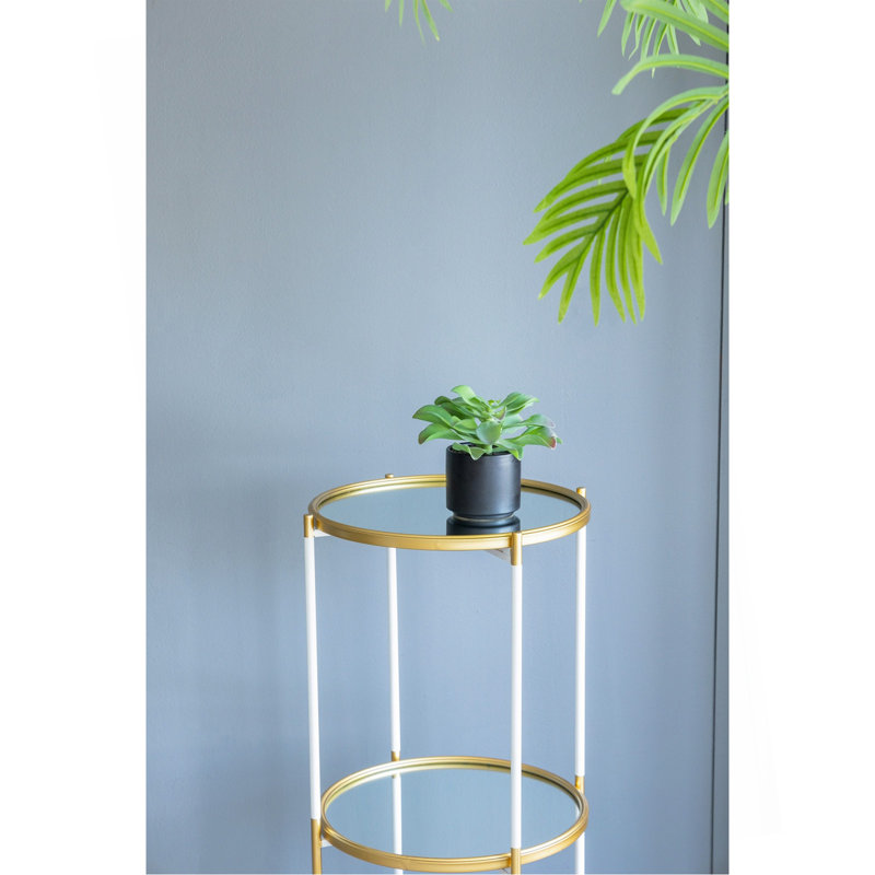 Étagère à 3 attaches D16X39,5 ", blanc luxueux et or