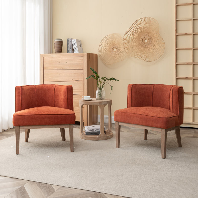 Fauteuil demi-tonneau Karoll, Mélange de polyester orange, 2