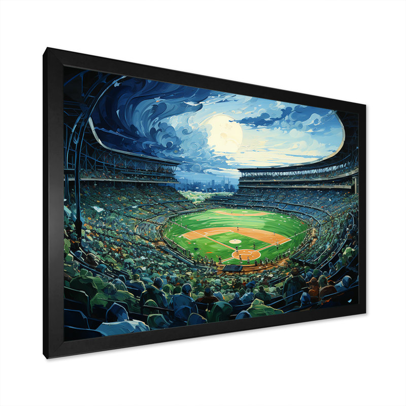 Stadium Echoes Of Victory sur toile, Cadre simple noir, H 34 po x l 44 po x P 1,5 po