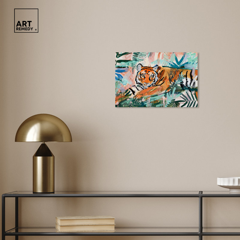 «Relaxing Tiger Tropical Jungle Animals» par Art Remedy, Toile tendue, H 10 po x l 15 po