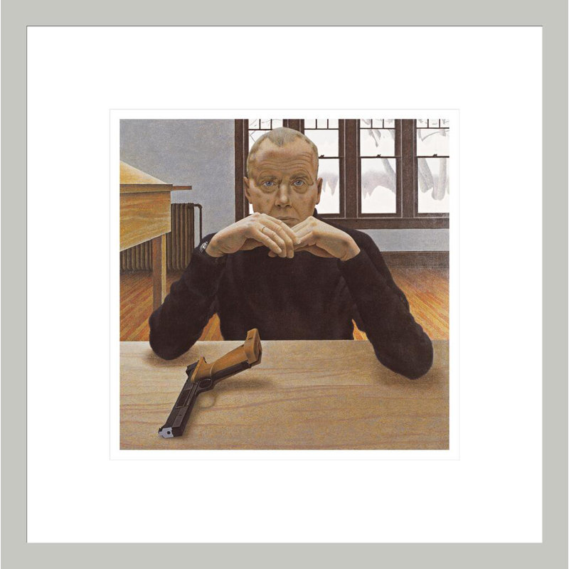 Cible de pistolet et homme par Alex Colville - Impression sur toile, H 13,77 po x l 13,75 po