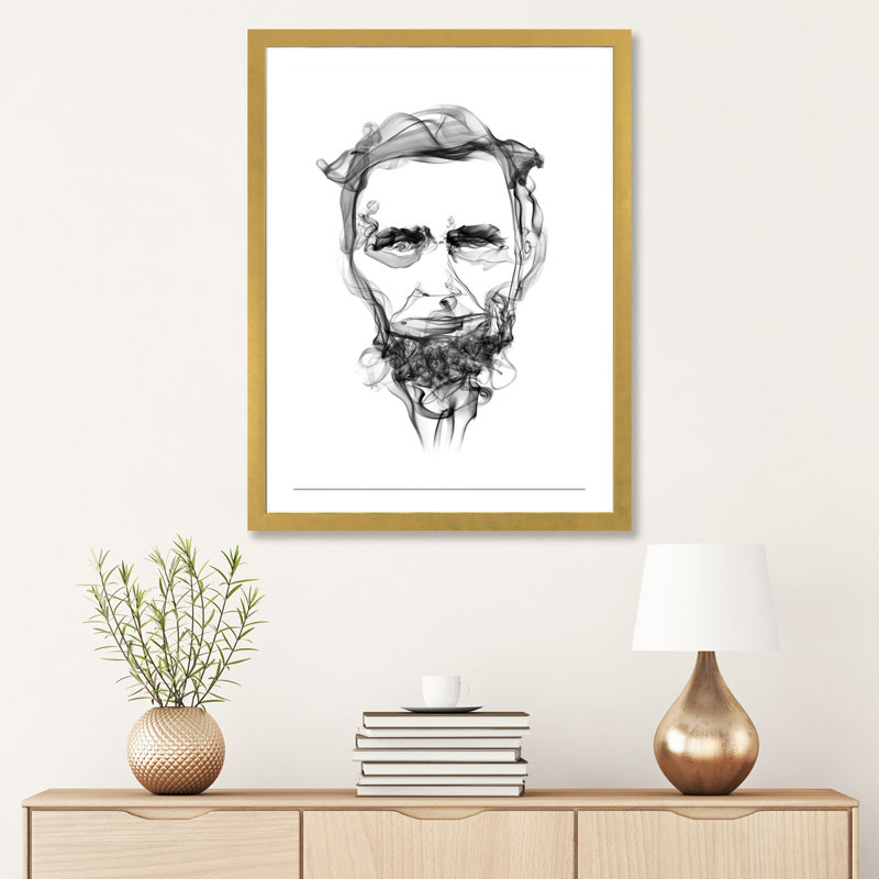 «Abraham Lincoln», reproduction, H 32 po x l 24 po x P 1 po, Papier beaux-arts encadré doré