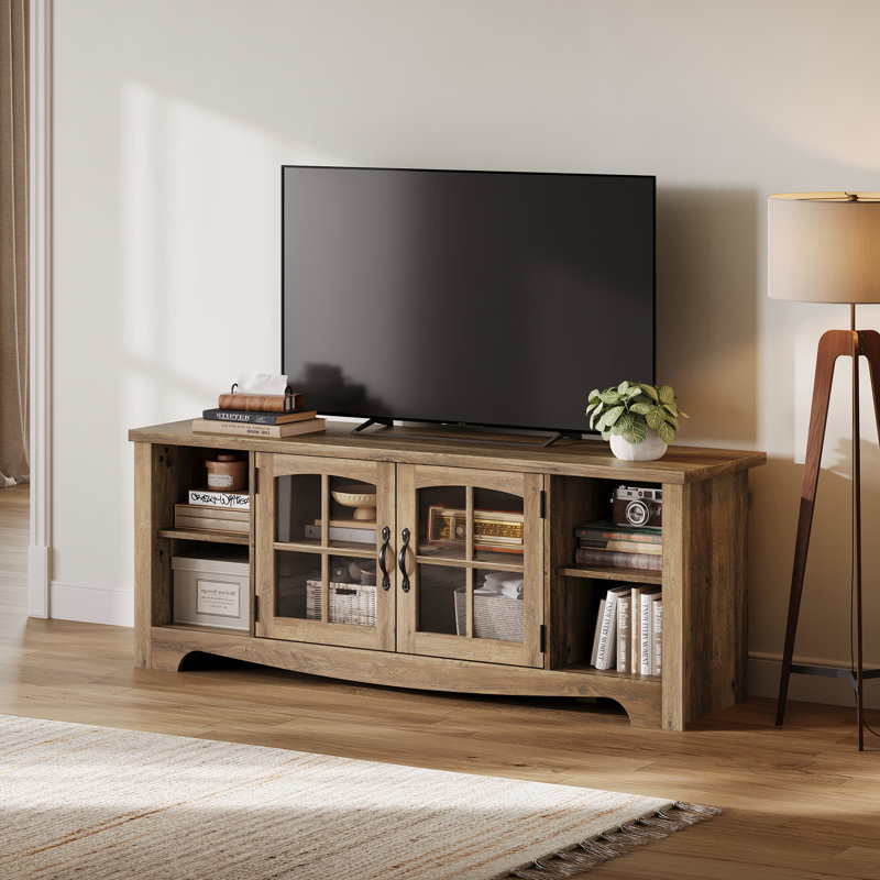 Meuble télé, H 22 po x L 58 po x l 15,4 po, Brown Wood