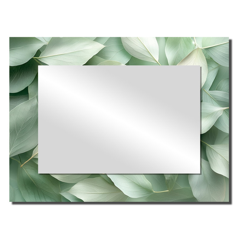 Feuilles de jade monochromes luxuriantes - décoration murale miroir floral - imprimé sur métal, 24 po x 32 po
