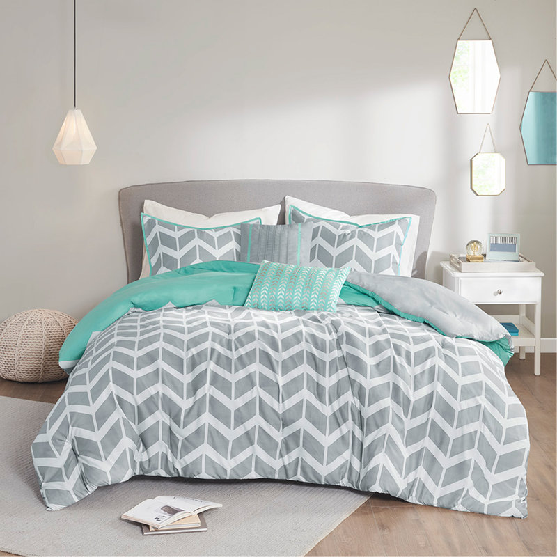 Full/Queen Comforter Set, Aqua, Full/Queen Comforter + 4 Additional Pieces