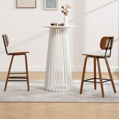 3-Piece Bar Table Set With PU Cushion Stools
