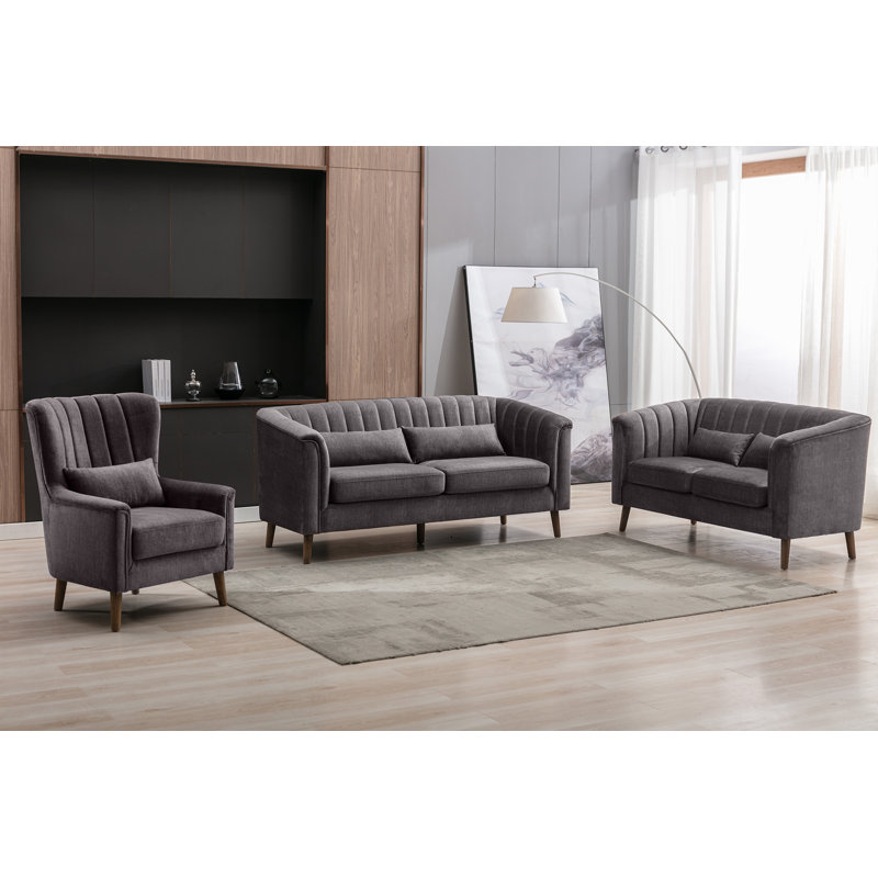 Colvin Upholstered Wingback Chair, Graphite Gray Velvet