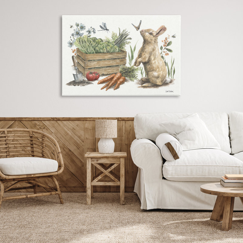 «Gardening Bunny Scene» par Leslie Trimbach, H 30 po x l 45 po