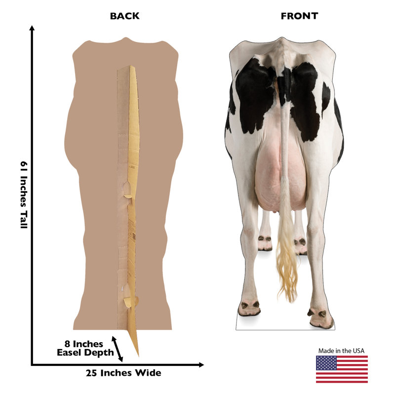 Life-Size Black and White Cow Rear Cardboard Standup
