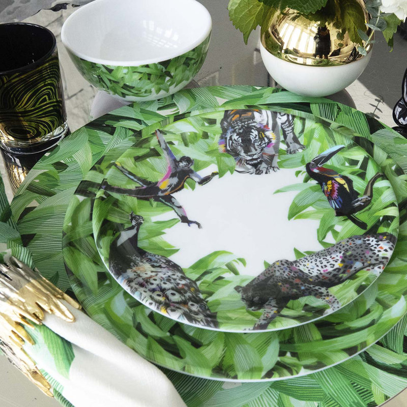 Assiette à salade Pura Vida, Floral, Vert / Gris