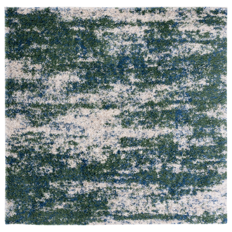 Difiore Abstract Green/Beige Area Rug, Square 5'3"