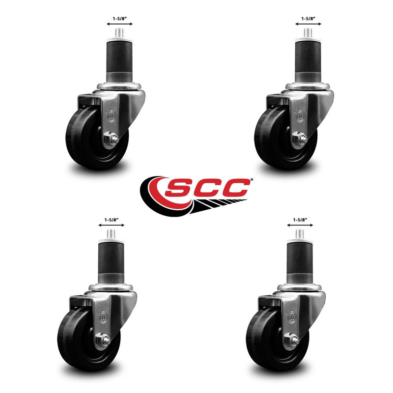 Ensemble de roulettes extensibles pivotantes à roue pivotante de 1 pouce 5/8 pouces 3 pouces SCC