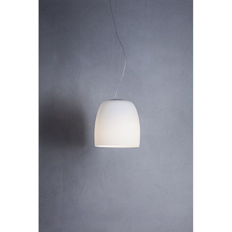 1 - Light Matt White Dome Pendant, 200cm H x 30cm W x 30cm D, Opal White