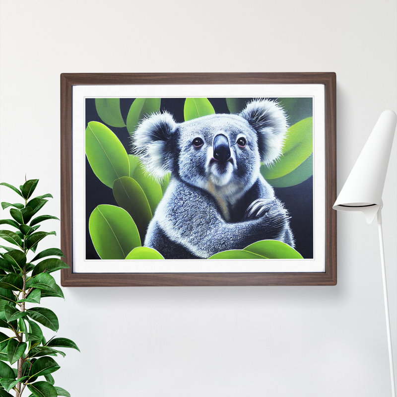 Koala Bear - Single Picture Frame Print, 46cm H x 64cm W x 2cm D, Walnut