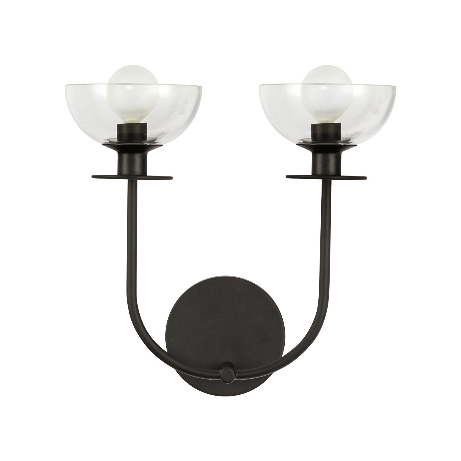 Delisa 2 Light Transparent Vanity Light, Matte Black