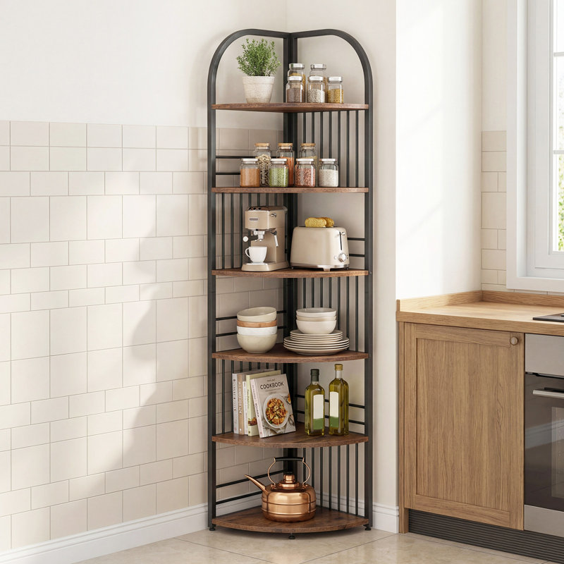181.5cm H x 42cm W Metal Bookcase, Brown