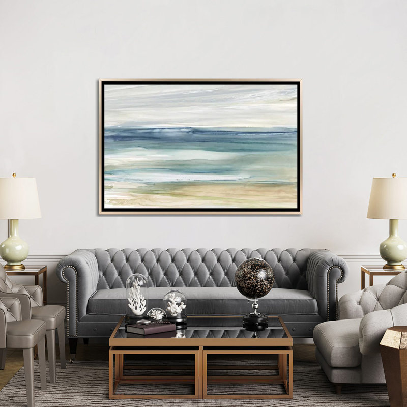" Ocean Breeze " by Carol Robinson, Framed Print without Mat, 32" H x 48" W, Champagne