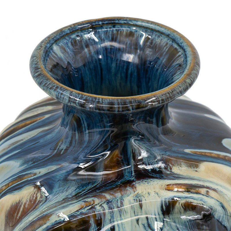 Vase bleu et brun
