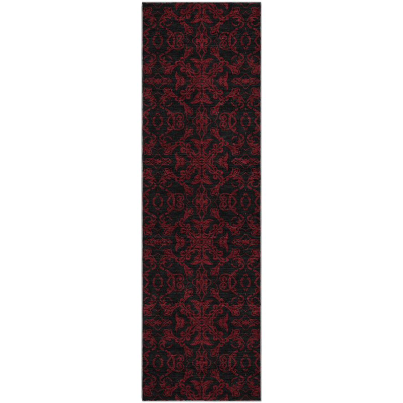 Premium Machine Washable Prisco Red Rug, Runner 2'3" x 7'6"