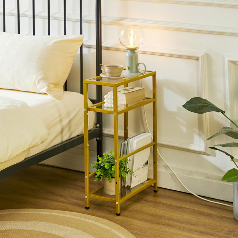 Amoz Glass Top End Table, Gold